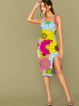 3D suknelė Gėlių suknelė Moterys Spalvinga apyrankė Be rankovių Romantiškas vestido seksualus menas 3d spausdinti Moterys plius dydis Trumpa paplūdimio mada