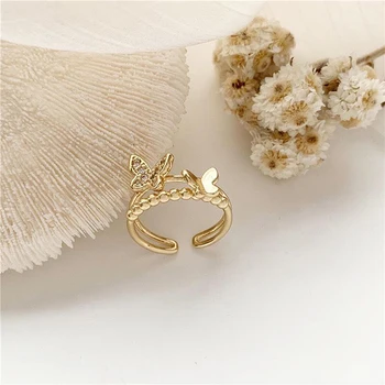 4 vnt./rinkinys Bohemijos geometrinių žiedų Auksinis drugelio žiedas Madinga ir universali moteriškų papuošalų dovana
