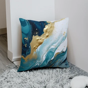 45cm Modernus paprastas marmuro ežero mėlynas geometrinis marmurinis pagalvės užvalkalas Namų sofos dekoro pagalvės užvalkalas Miegamojo pagalvėlės užvalkalas Dekoracijos