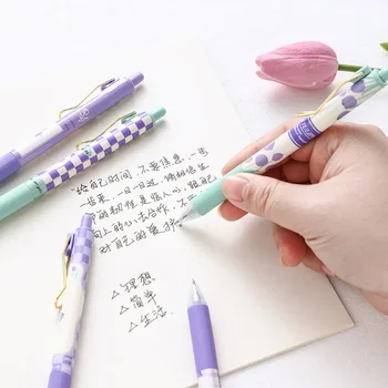 4pcs/Set 0.5mm Tušinukas Violetinis tulpių gelis Rašikliai Gėlių dizainas Super mažas juodos spalvos rašalo rašiklis biuro mokyklinių reikmenų rašymui