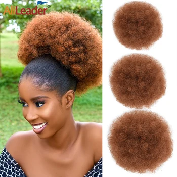 5/8Inch Synthetic Afro Hair Bun Puff Drawstring Ponytail Extension for Black Women Large Short Kinky Curly Afro Bun Hairpiece