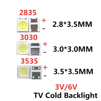 50-100vnt VNT LG LED televizoriaus foninis apšvietimas 2835 3030 3535 3V 6V 1W 3W komplektas elektronikos diodas LCD televizorių remontui Šaltai šalta balta