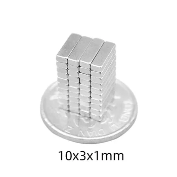 50PCS 10x3x1 Maži blokiniai magnetai N35 10*3*1 Neodimio magnetas 10*3*1mm Nuolatinis NdFeB magnetas Stiprus galingas magnetinis 10x3x1mm