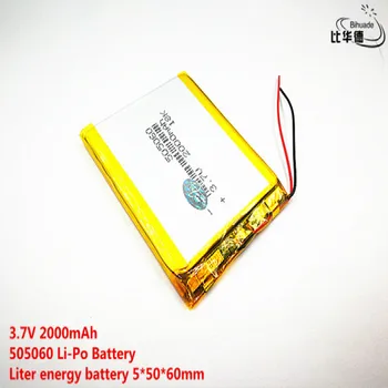 5vnt Litro energijos baterija Geras Qulity 3.7V,2000mAH,505060 Polimerų ličio jonų / Li-ion baterija TOY, POWER BANK, GPS, mp3, mp4