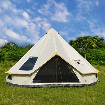6-10 Asmenys Glaming Luxury Mongolia Yurt Family Travel Hikes Antistorm Outdoor Camping Castle Tent Sidabru dengta UV funkcija
