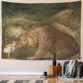 6 dydžiai Skandinavų mitologija Gobelenas Princesės raganos gyvūnas Augalas Sienų dekoravimo kambarys Svetainės vakarėlių klubo dekoravimas