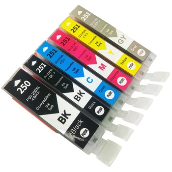 6 Supakuota spausdintuvo kasetės lustinė kasetė 6 spalvų rašalo kasetė, tinkama CANON PIXMA MG5420 / MG5422 / MG5520 / MG5522