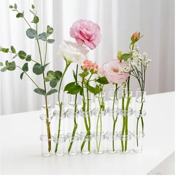 6vnt/8vnt Skaidraus stiklo vazos vamzdelių rinkinys stalviršio gėlių laikiklis Augalų konteineris Gėlių vaza namams Kambario dekoracijos