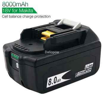 8000mAh BL1880B Li jonų įkraunama baterija, skirta Makita 18V 8.0Ah BL1860B BL1850 Bl1830 Elektrinio įrankio akumuliatoriaus balanso įkrovimo apsauga