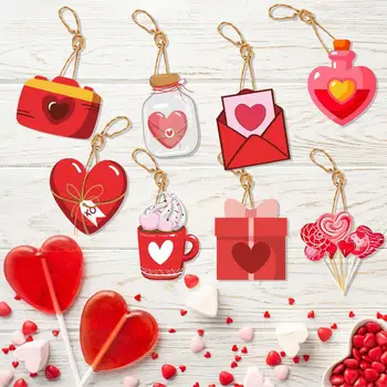 8vnt Valentino dienos papuošalai Širdies raštas Nykštuko dizainas su kabančiais virvės dirželiais Vestuvių dekoravimo pakabukai Kalėdinis dekoravimas