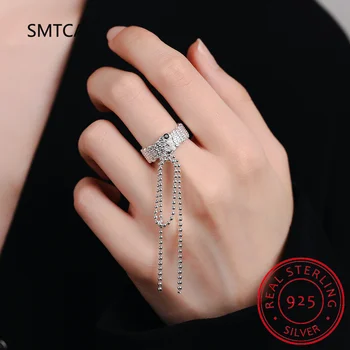 925 sterlingų sidabro elegantiškas geometrinis atviras dydis 6-8 pirštų žiedas platininis padengtas sudedamas mada moterims Smulkūs papuošalai