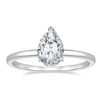 925 sterlingų sidabro universalus sužadėtuvių žiedas kriaušės formos CZ vestuvinis pažado žiedas ašarų lašas vestuvinis žiedas