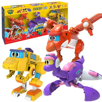 ABS Dinozauras Dino lėktuvas 3vnt/komplektas Transformacijos deformacijos automobilis žaislams Naujausios dovanos vaikams Veiksmo figūrėlės Min Gogo