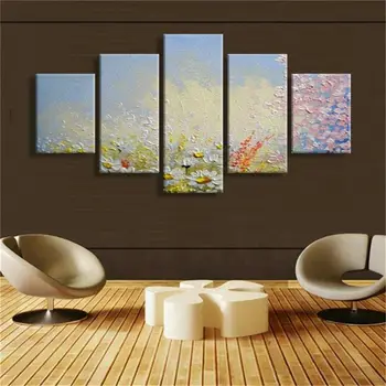 Abstract Art Flower 5 Piece HD Print Canvas Wall Art for Living Room Unframed 5 Panel Pictures Poster Home Decor No Framed