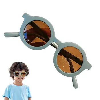 Akiniai nuo saulės vaikams UV spinduliams atsparūs mergaičių akiniai nuo saulės Apvalūs akiniai Storas rėmelis Integruoti nosies pagalvėlės Didelės raiškos lęšiai
