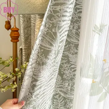 American Curtains for Living Dining Bedroom Pastoral Dvipusis Chesille žakardo langas Custom Swaying Matcha Green