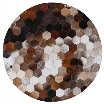 amerikietiško stiliaus apvalios formos natūralios karvės odos siuvinėtas kilimas ,tikras karvės odos kailio kilimas svetainės miegamojo dekoravimui