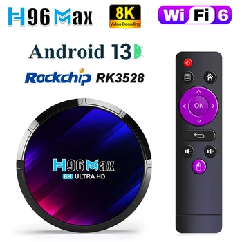 Android TV Box H96MAX RK3528 4GB RAM 128GB ROM Android Box palaikymas 2.4G/5.8G WiFi6 BT5.0 4K Video Set Top TV Box
