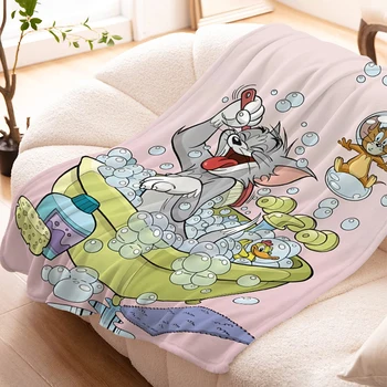Animacinė antklodė Sofa Winter King Size T-Tom Knee Bed Fleece Camping Warm Winter Funny Fluffy Soft Blankets Microfiber Londing