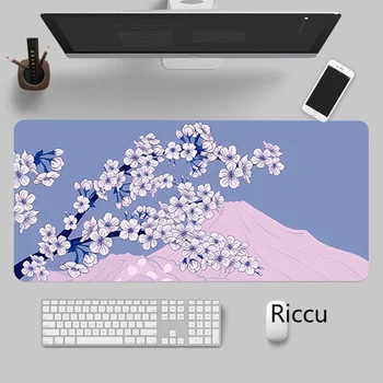 Animation Mouse Pad Black Pink Kawaii stalo kilimėlis Stalas XXL Pad kompiuterio pelės kilimui Sakura guminis pelės kilimėlis Žaidimų priedai
