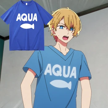 Anime Oshi No Ko Marškinėliai Mada Vyrai Harajuku estetinis grafinis laiškas Spausdinti Aqua Tshirt Unisex Manga Animacinis filmas Medvilniniai marškinėliai