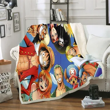 Anime Vieno gabalo antklodės dizainas Flanelinė vilnos antklodė Spausdinta sofa Šilta lova Mesti antklodę Suaugusiųjų šerpų antklodės stilius-6