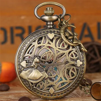 Antikvarinis laikrodis Tuščiaviduris princesės viršelis Pusė medžiotojo laikrodžio kvarco judesio kišeninis laikrodis vyrams Moterų karolių grandinėlės dovana