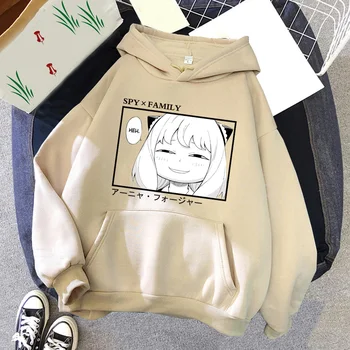 Anya Forger Printed Casual Hoodie Harajuku Anime Spy X Family džemperis Loog rankovė