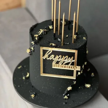 Auksinis gimtadienio tortų toppers šoninis akrilo gimtadienio keksiukų antpilas kūdikių dušui gimtadienio vakarėlio torto dekoravimo reikmenys
