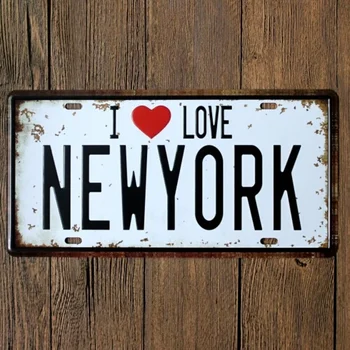 Automobilio valstybinis numeris Man patinka Niujorko alavo ženklo plakatas Pagrindinis baras Sienų dekoras 15x30CM