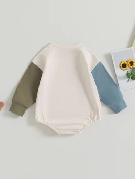 Baby Boy ilgomis rankovėmis Romper džemperis Smėlinukas Crew Kaklo kritimo apranga naujagimiams
