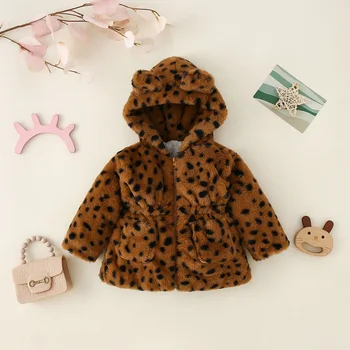 Baby Girl Winter Coat Kids Clothes Fashion Leopard Print Thickened Winter Warm Jacket for Baby Girl