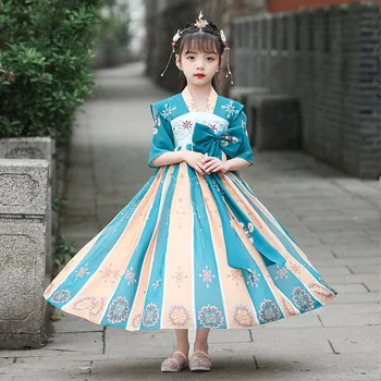 Baby Hanfu Kinų tradicinis liaudies kostiumas Mergaitė Han dinastija Šokių apranga Vaikai Fėja Cosplay drabužiai Rytietiškas senovės princo kostiumas