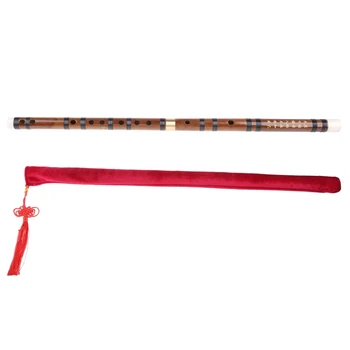 Bambuko fleita pradedantiesiems su membraniniu kiniškų mazgų krepšio rinkiniu Tradicinis kinų instrumentas D raktui