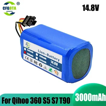 Baterija Qihoo 360 S5 S7 S7Pro T90 X9 3000mAh 14.4v roboto dulkių siurblio pakaitinių baterijų dalis
