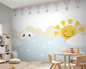 beibehang Individualus modernus vaikų kambarys saulės debesys berniuko mergaitės miegamasis vaikų drabužių parduotuvė papel de parede tapetai