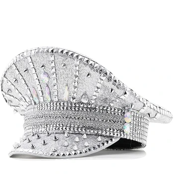 Bejeweled Hat Heavy Crystal Captain Hat Versatile for Men Women Dancer Comedias
