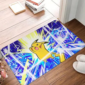 Bikachu žaibas durų kilimėlis miegamasis spausdintas kilimas įėjimo durys grindys Prieškambaris Anime Japonija neslystantis grindų kilimėlis Durų kilimėlis Kojų pagalvėlė