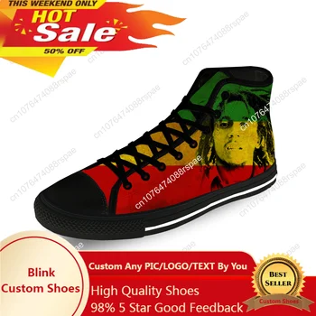 Bob Marley Reggae Star Music Rock Fashion Casual sportbačiai High Top Lightweight Breathable 3D Printed Vyriški drobiniai batai
