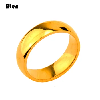 Bten 2020 Nauja mada 6mm Klasikinis žiedas Vyras 316L Nerūdijančio plieno papuošalai Aukso sidabro spalvos vestuvinis žiedas vyrui Moterims