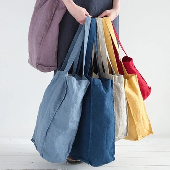 Casual Linen Women Tote krepšys Sulankstomas daugkartinio naudojimo sundries Didelės rankinės Moteriškos kelionės Paplūdimio krepšiai per petį Nemokamas pristatymas