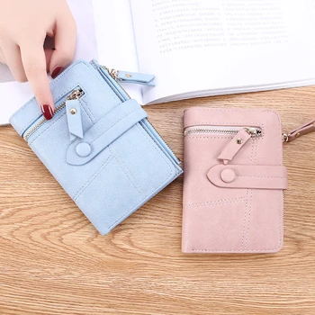 Casual Women Short Wallet PU Leather Hasp Money Bag Ladies Korean Fashion Multifunction Card Holder Female Fold Small Coin Rankse