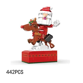 Creative Xmas Days Building Block Šiaurės elnių muzikos dėžutė Surinkite kaladėles Kalėdų senelio figūrėlių žaislų kolekcija Kalėdų dovanoms