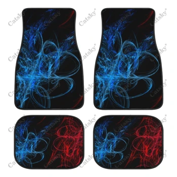 Custom Abstract Blue Lines Car Accesssories Floor Mats 4-Parts Full Set All Weather Car Front & Rear Floor Mat Fit for SUV