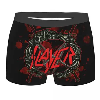 Custom Heavy Metal Rock Slayers Logo Boxers Shorts Men Thrash Band Shorts Apatiniai drabužiai Juokingos apatinės kelnaitės