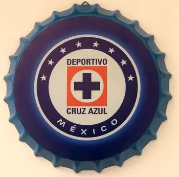 CustomVinylDecals Cruz Azul Futbol Mexico Dekoratyvinis butelio dangtelis Metalinis skardos ženklas Sienos skersmuo Meno plokštelė Vintage Home