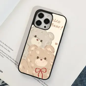 Cute Animal Bear Triušio telefono dėklas, skirtas iPhone 15 14 13 11 12 Pro Max 7 8 Plus X Xs XR kompiuteriui Aukštos kokybės kietas silikoninis dangtelis