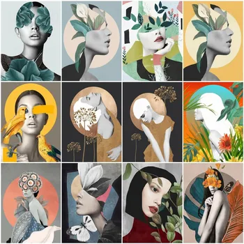 Deimantų tapybos moters portretų rinkiniai Pilnas kvadratinis apvalus su 