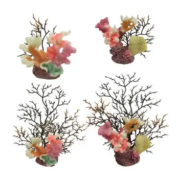 Derva Išskirtinė dirbtinė koralų žuvisTank dekoracijos akvariumo terariumui Baltas&Rožinis Netikras koralų ornamentas