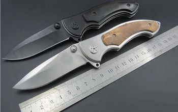 [Didelis modelis ] Išgyvenimo peilis kišeninis peilis 7Cr13Mov ašmenys su raudonmedžio rankena lauko kovos taktinių peilių įrankis [Silver&Black]